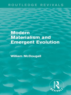 cover image of Modern Materialism and Emergent Evolution